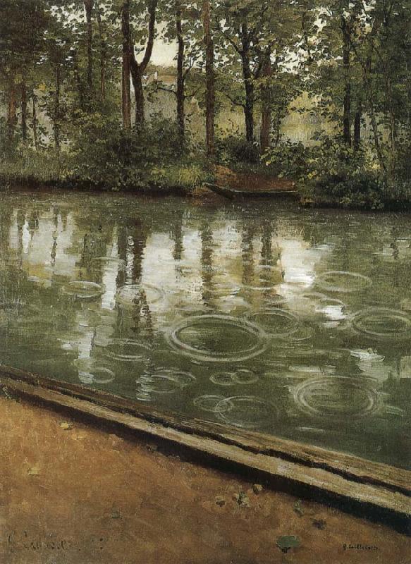 Gustave Caillebotte Riverside through the rain oil painting picture